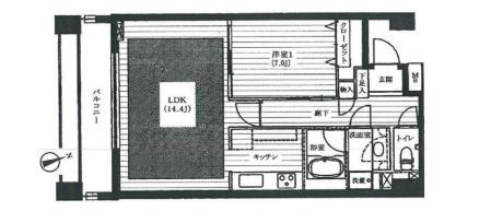 麻布市兵衛町ホームズ(1LDK/3階)の間取り写真