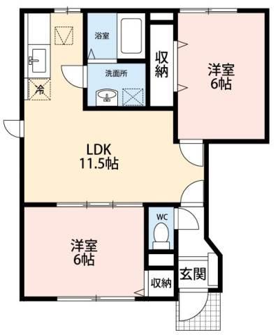 パークハウス飯山満(2LDK/1階)の間取り写真