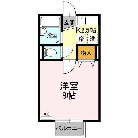 パストラル八乙女中央(1K/2階)の間取り写真