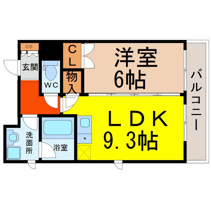 ロータス亀島(1LDK/5階)の間取り写真