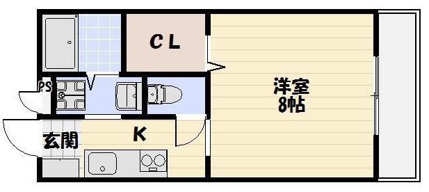 メープルTI(1K/1階)の間取り写真