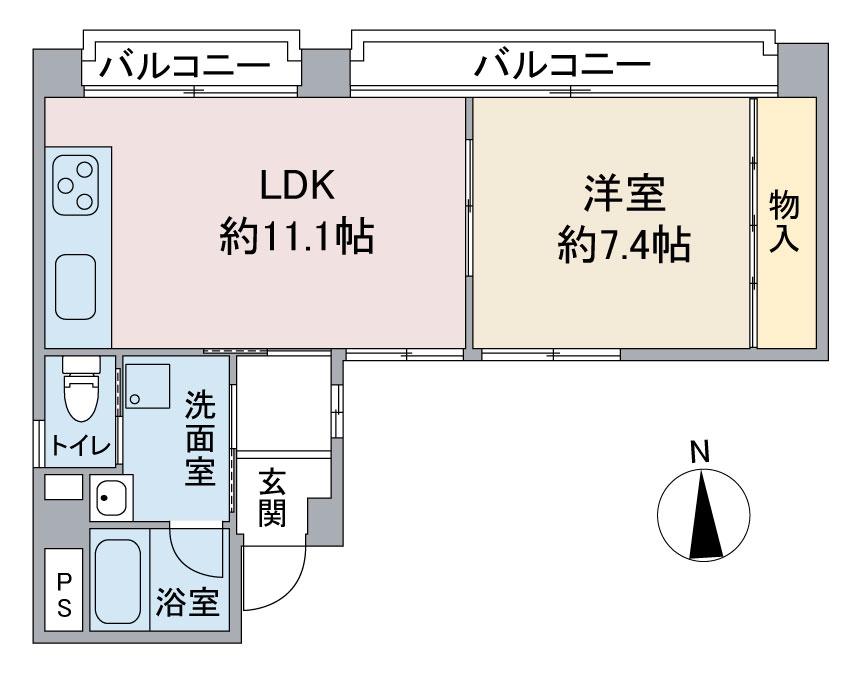 ファイブヒルズ(1LDK/5階)の間取り写真