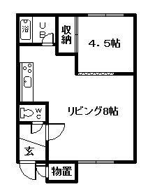 ハイツエルム(1DK/2階)の間取り写真
