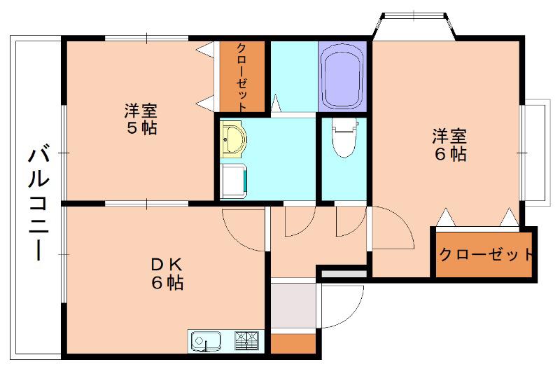 ルートピア古賀E(2DK/1階)の間取り写真