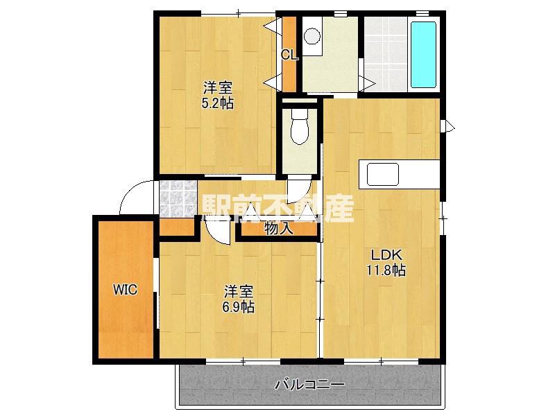 エアリーB棟(2LDK/2階)の間取り写真