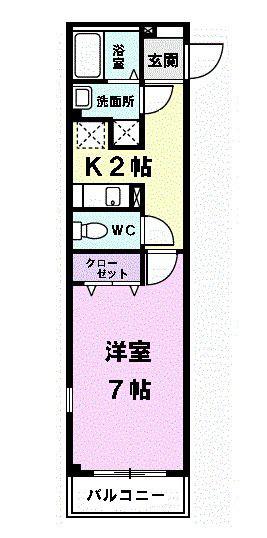 メゾン・ド・アンジュ(1K/2階)の間取り写真