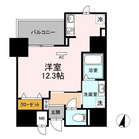 BEL SPAZIO ISSHA(ワンルーム/8階)の間取り写真