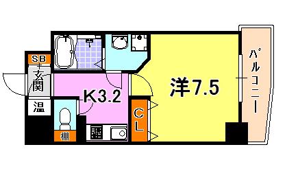 アスヴェル神戸元町(1K/8階)の間取り写真