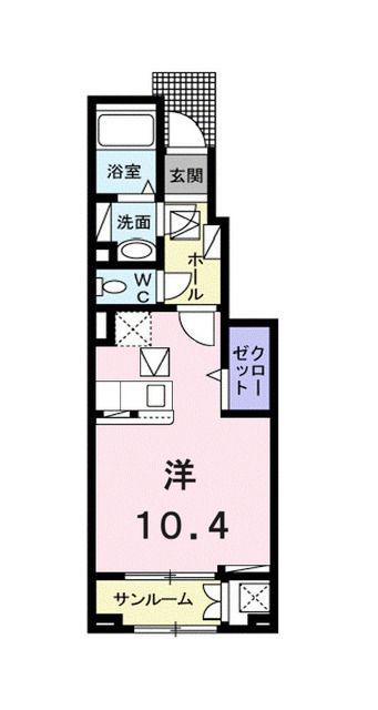 サクラメント・スクエア B(ワンルーム/1階)の間取り写真