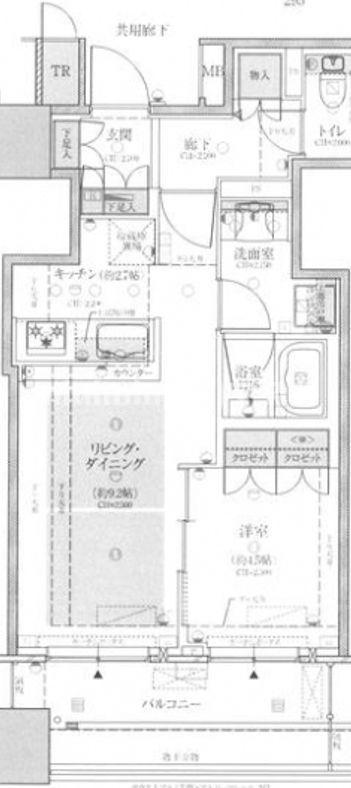 クレヴィアタワー御堂筋本町(1LDK/8階)の間取り写真