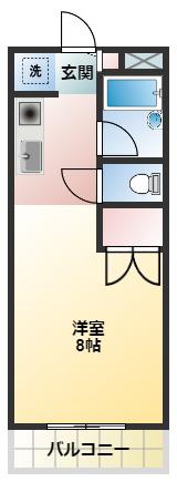 アフェット津田沼(ワンルーム/2階)の間取り写真