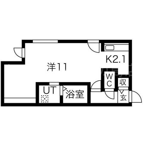 プリマス(1K/4階)の間取り写真