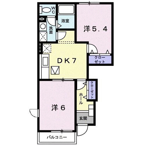 リーベII(2DK/1階)の間取り写真