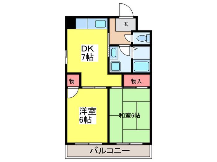 パレ山村(2DK/3階)の間取り写真
