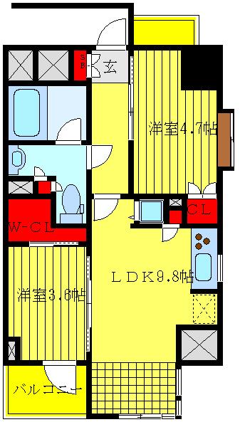 プライムアーバン池袋(2LDK/3階)の間取り写真