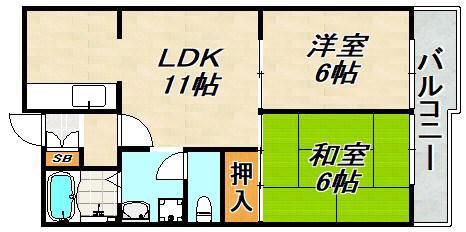 マインドパレス須磨浦(2LDK/2階)の間取り写真