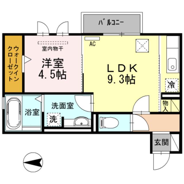 CLE DU BONHEUR3(1LDK/1階)の間取り写真