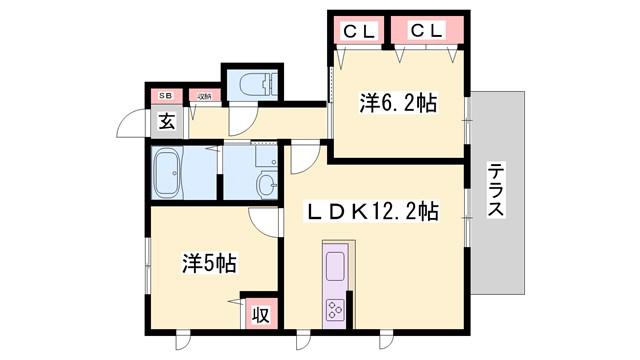 MASTCOURT加古川南(2LDK/1階)の間取り写真