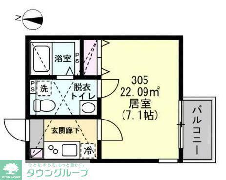 リバティヒルズ(ワンルーム/2階)の間取り写真