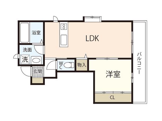 ベルフール新井口(1LDK/1階)の間取り写真