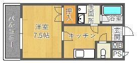 ビューテラスアタゴ(1DK/1階)の間取り写真