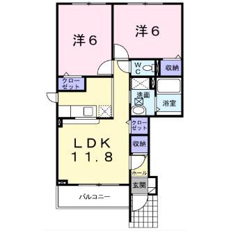 スピアーノI(2LDK/1階)の間取り写真