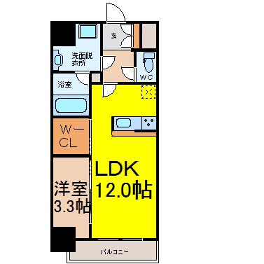 ハーモニーレジデンス名古屋今池(1LDK/2階)の間取り写真