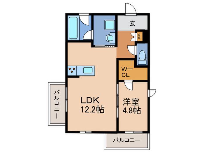 VIA SOLE NANYOU(1LDK/2階)の間取り写真