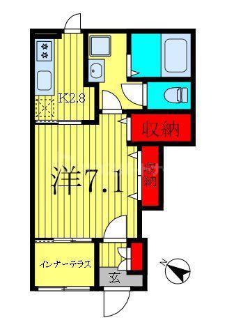 グランアサヒ(1K/1階)の間取り写真