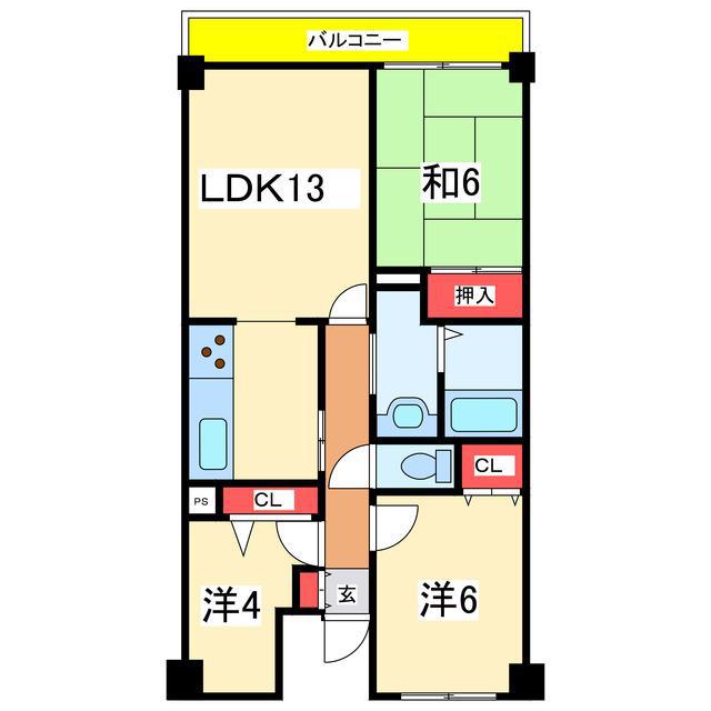 カレントさくらII(3LDK/4階)の間取り写真
