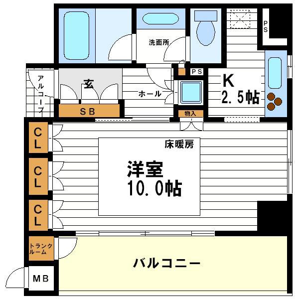 ヴァンデュールアッシュ南船場(1K/7階)の間取り写真