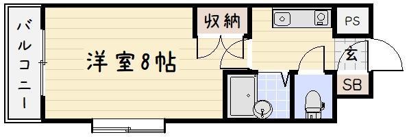 リファレンス到津(1K/2階)の間取り写真