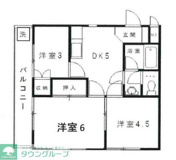エステート渡辺(3DK/2階)の間取り写真