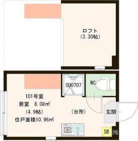 ハーモニーテラス西尾久II(ワンルーム/1階)の間取り写真