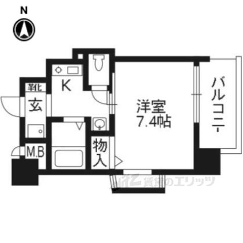 エステムコート京都烏丸Ⅲジャパニズム(1K/8階)の間取り写真