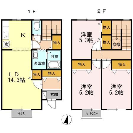 リースランド植松(3LDK/1階)の間取り写真