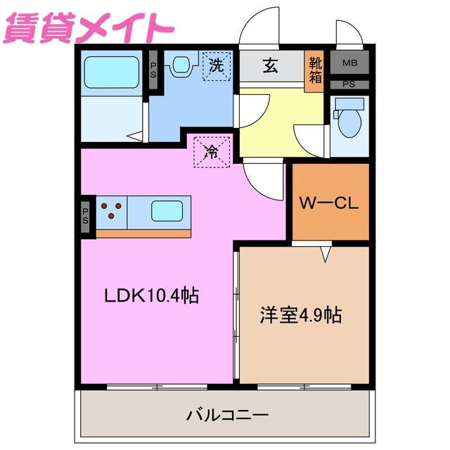 マリアロッソ富田(1LDK/3階)の間取り写真