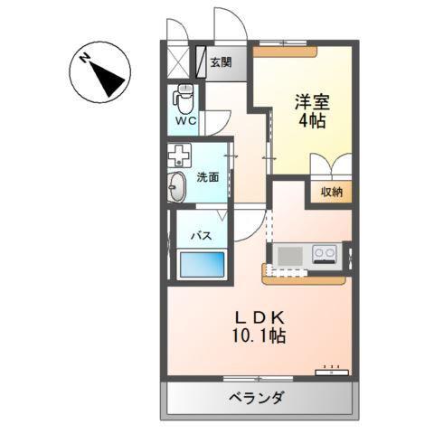 メゾンドシュシュ(1LDK/2階)の間取り写真