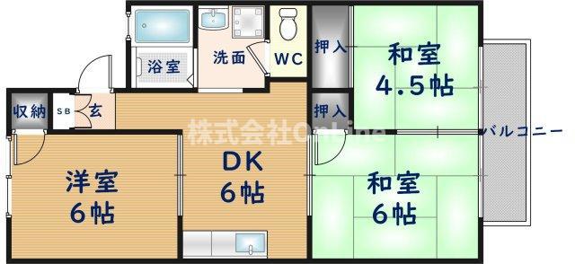 サンロイヤル(3DK/1階)の間取り写真
