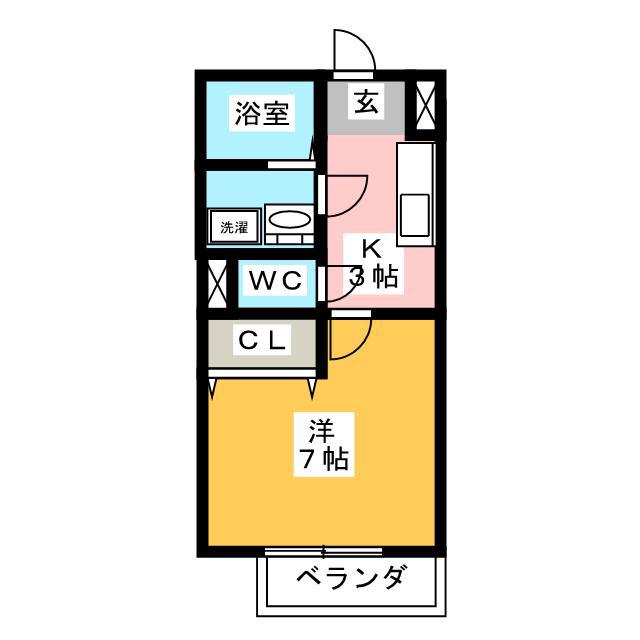 ALLEIN(1K/2階)の間取り写真