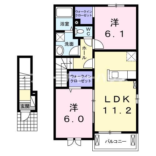 アルモニーI(2LDK/2階)の間取り写真