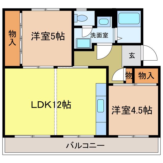 ヴィラナリー千代田9号棟(2LDK/5階)の間取り写真