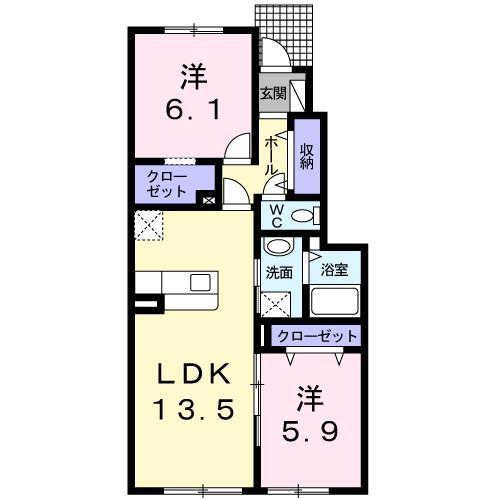 ジェルメ ノール(2LDK/1階)の間取り写真