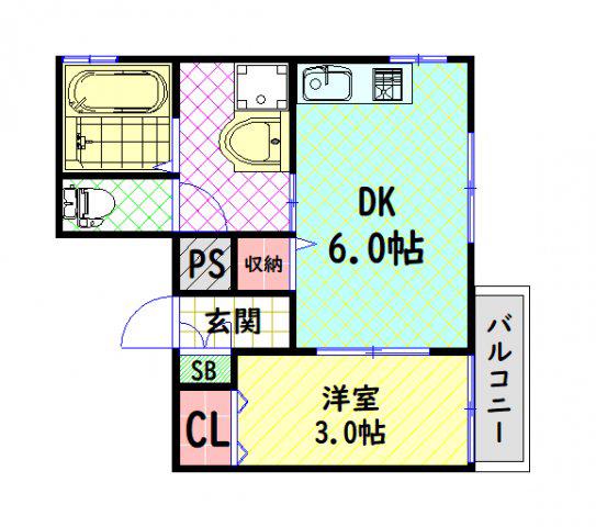サンパレス弁天(1DK/7階)の間取り写真