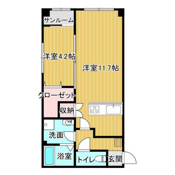 ブライト藤木(1LDK/1階)の間取り写真