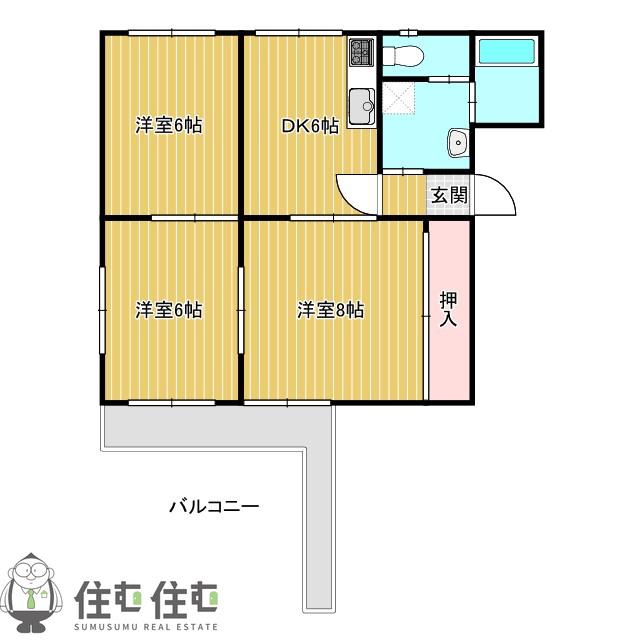 サンライズ須賀(3DK/4階)の間取り写真