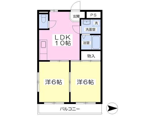 ニッカン102(2LDK/2階)の間取り写真