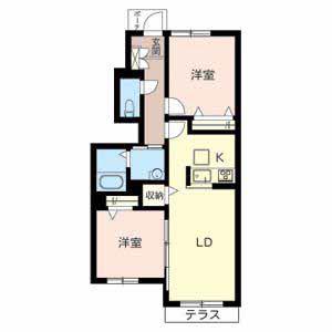 ハートフルハイツII(2LDK/1階)の間取り写真