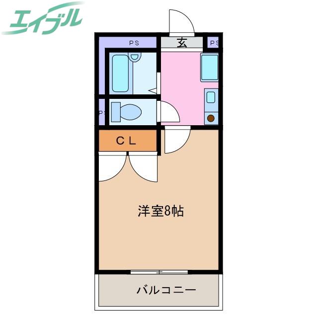 グランハイツ日野(1K/2階)の間取り写真