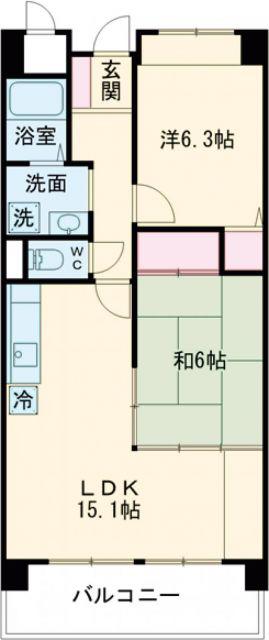 レオン住道(2LDK/4階)の間取り写真